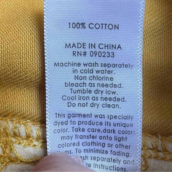 Mustard Yellow Denim Cargo Mini Belted Skirt Size 24 - Picture 9 of 10